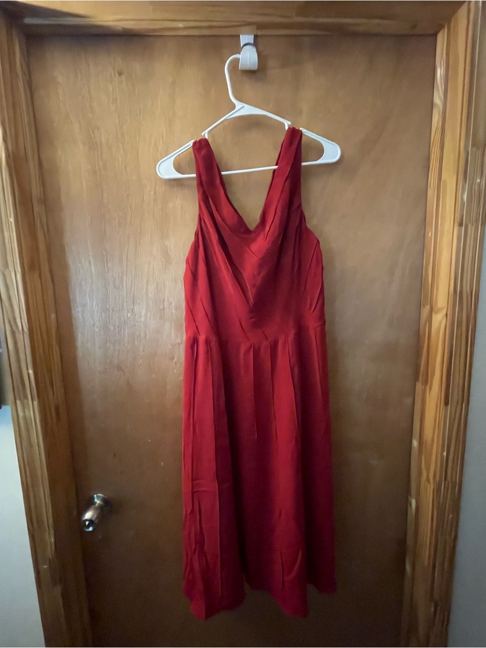 Red Sleeveless V-Neck Women's Dress